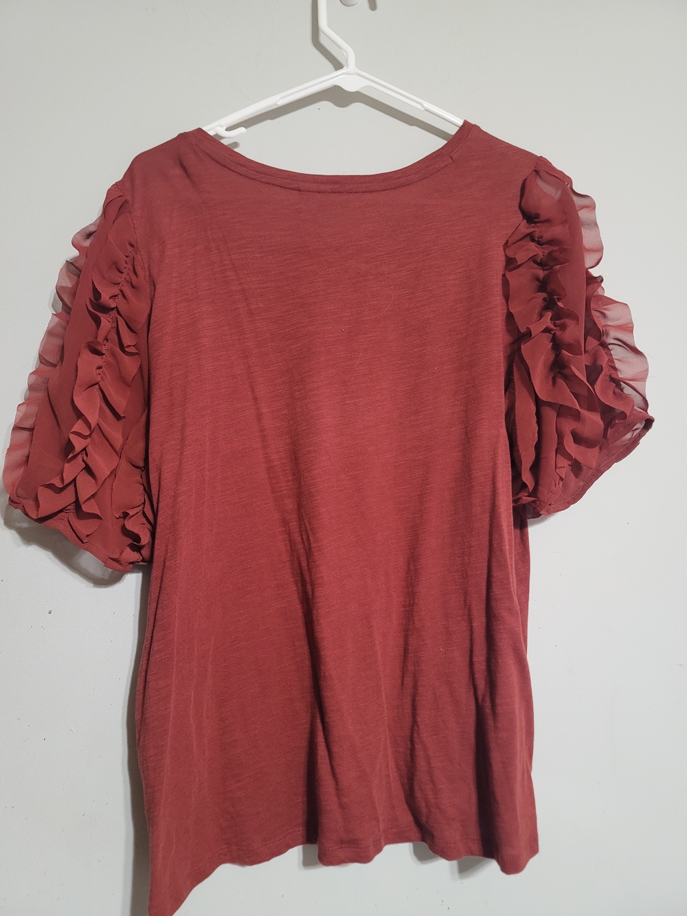 Cato Rust Ruffle‎ Sleeve Women's Top Sz L